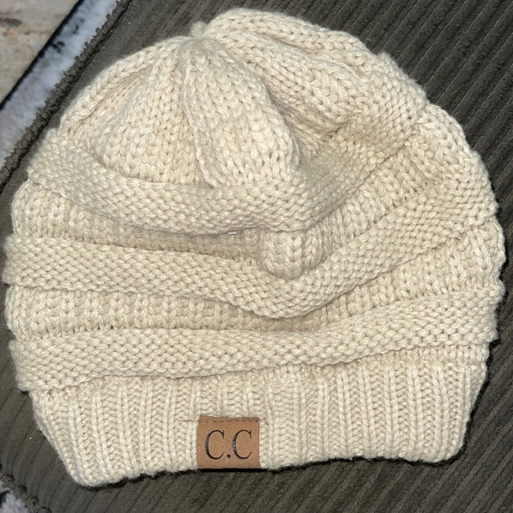 Tan CC knit beanie